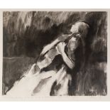 •HAROLD RILEY (1934) ARTIST SIGNED MONOCHROME PRINT 'Jacqueline du Pre at her last concert in