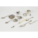 FOURTEEN PIECES OF GEORGE IV AND LATER SILVER, to include: FIDDLE PATTERN LARGE CONDIMENT SPOON,