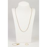 22ct GOLD WEDDING RING, Birmingham 1914, 1gm, 9ct GOLD LONG FINE CHAIN NECKLACE, 19" long, approx