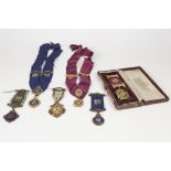 SILVER GILT BADGE AND RIBBON FOR PRIORY LODGE No 6512 of the 'ROYAL ORDER OF ANTEDILUVIAN