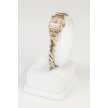 LADY'S CORT 18ct GOLD CASED SMALL WRIST WATCH, with 17 jewelled movement, square silvered dial, gold