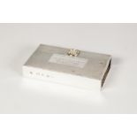 ASPREY, LONDON SILVER PRESENTATION LARGE MATCH BOX HOLDER, oblong with engine turned top and base,