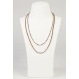 TWO 9ct GOLD BELCHER CHAIN NECKLACES, 20" and 17 1/2" long, 15.3gms