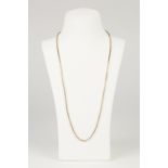 9ct GOLD BOX LINK CHAIN NECKLACE, with ring clip, 24" long, 7.8gms (chain broken)