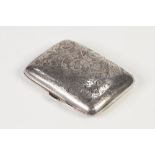 FOLIATE SCROLL ENGRAVED SILVER CURVED OBLONG POCKET CIGARETTE CASE, Birmingham 1926, 1 3/4oz