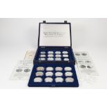 CASED SET OF TWENTY FOUR '500TH ANNIVERSARY OF THE DISCOVERY OF AMERICA'SILVER PROOF COINS,