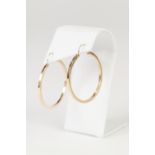 PAIR OF TEXTURED 9ct GOLD LARGE HOOP EARRINGS, 2.8gms (2)