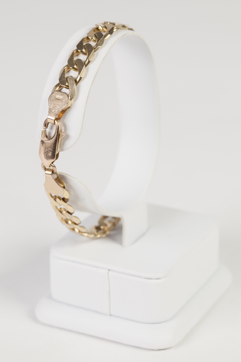 9ct GOLD BRACELET, with flattened curb pattern links, 18.6gms - Image 2 of 2