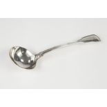 VICTORIAN FIDDLE AND THREAD PATTERN SILVER SAUCE LADLE 7 1/4" (18.5 ) long makers Geroge W. Adams (