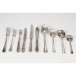 EXTENSIVE SERVICE OF LAUREL PATTERN ELECTROPLATED CUTLERY BY WALKER & HALL, FISH EATERS, DESSERT