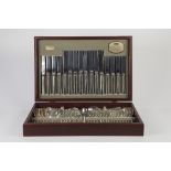 SIXTY PIECE MODERN MAHOGANY STAINED CANTEEN OF 'HARLEY ELEGANCE' PATTERN ELECTROPLATED CUTLERY FOR