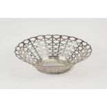 MODERN PIERCED SILVER DISH BY ADIE BROTHERS, of flared form, decorated with radiating panels of