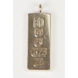 9ct GOLD INGOT PENDANT, 28gms, Sheffield 1976