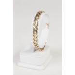 9ct GOLD BRACELET, with flattened curb pattern links, 18.6gms