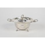 EDWARD VII SILVER VTWO HANDLED SUGAR BOWL AND COVER, of plain circular form with scroll handles,