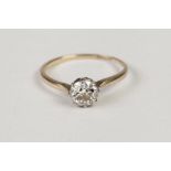 18ct GOLD RING, set with a solitaire diamond, approx .60ct, 1.4ct, ring size 'I/J'