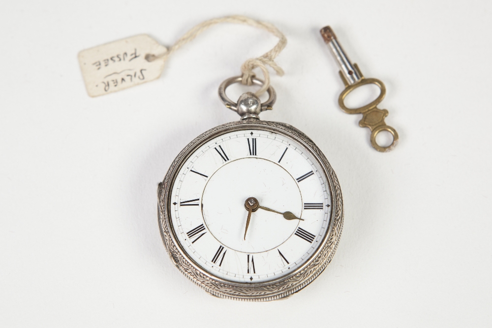 ROBINSON, SHREWSBURY, VICTORIAN SILVER POCKET WATCH, with keywind movement, white Roman dial, London