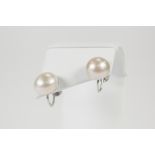 PAIR OF 9ct GOLD BALL PATTERN DROP EARRINGS and a pair of half pearl and white metal EARRINGS (4)