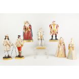 SUITE OF SEVEN ROYAL WORCESTER PORCELAIN KINGS AND QUEENS OF ENGLAND, comprising Henry VIII, Anne