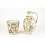 TWO PIECES OF GLYN COLLEDGE DENBY POTTERY, comprising: LARGE JUG PATTERN VASE, 12" (30.5cm) high,