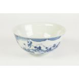 A GOOD CHINESE CHING DYNASTY PORCELAIN BOWL, the exterior painted in underglaze blue with numerous