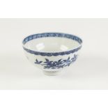 A CHINESE CHING DYNASTY PORCELAIN BOWL, painted in underglaze blue, the well with a lotus flower