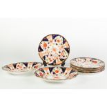EIGHT PIECE EDWARDIAN ROYAL CROWN DERBY JAPAN PATTERN CHINA DESSERT SERVICE FOR SIX PERSONS,