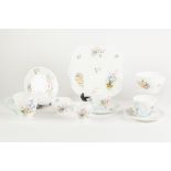 TWENTY PIECE SHELLEY 'WILD FLOWERS' PATTERN CHINA PART TEA SERVICE FOR SIX PERSONS, one cup missing,