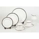 FIFTY PIECE ROYAL DOULTON 'SARABANDE' PATTERN CHINA PART DINNER AND TEA SERVICE, with slender