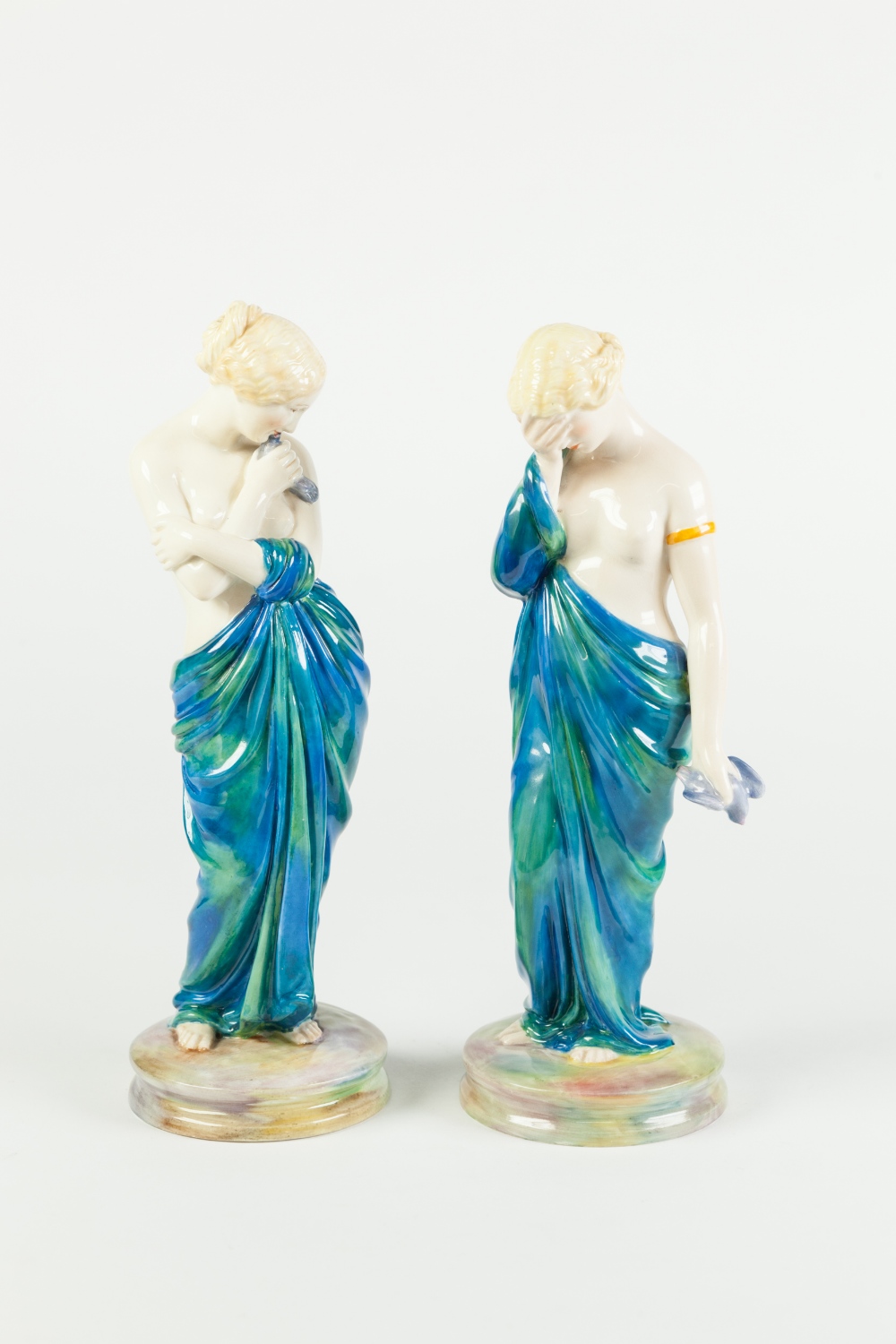PAIR OF ROYAL WORCESTER CHINA FIGURES MODELLED BY JAMES HADLEY, 'JOY' and 'SORROW', each modelled as - Image 2 of 2