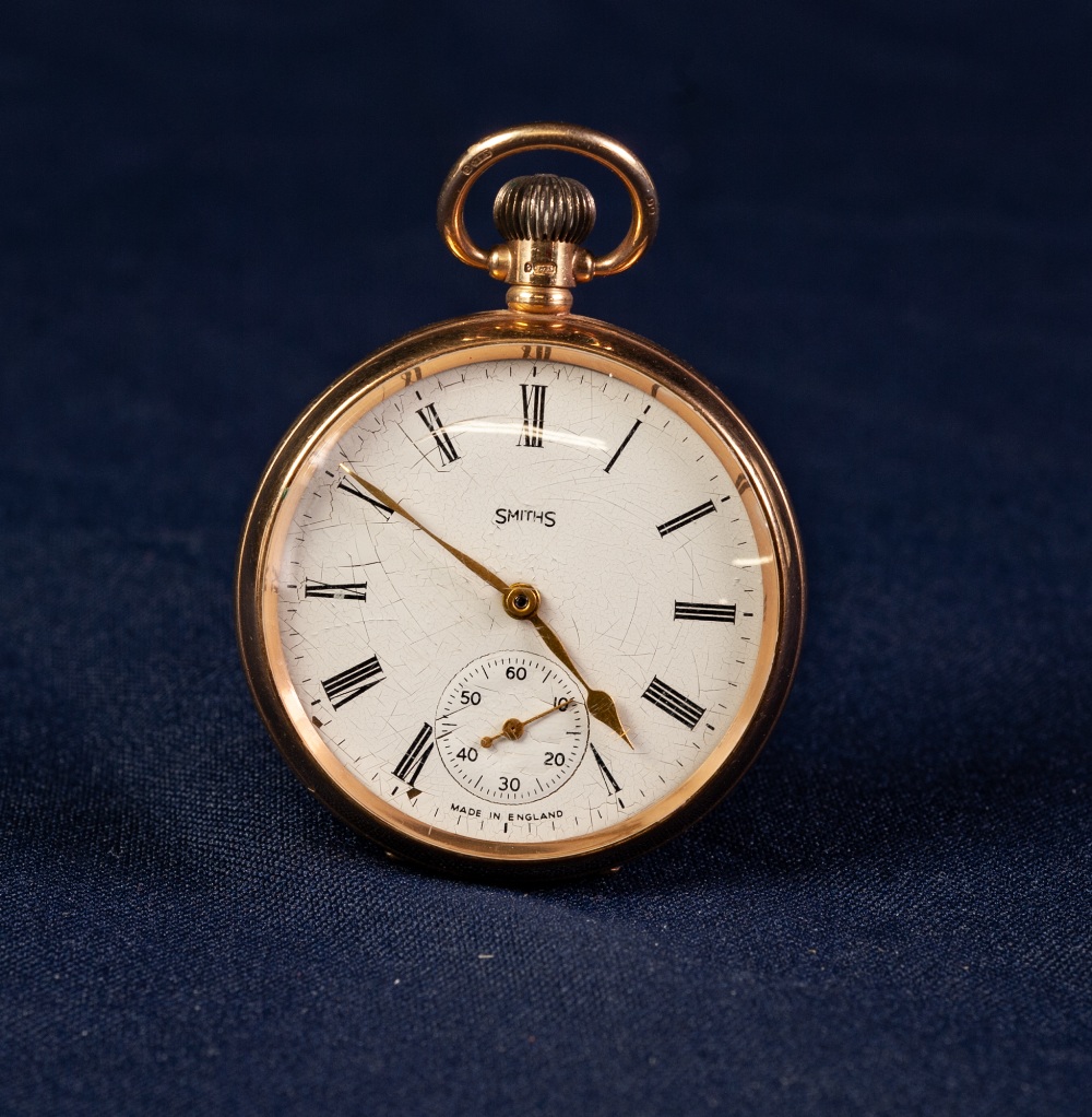 20th CENTURY SMITHS 9ct GOLD CASED OPEN FACE KEYLESS GENTLEMAN'S POCKET WATCH, hallmarked Birmingham