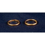 TWO 22ct GOLD THIN WEDDING RINGS, 5 gms all in (2)