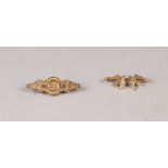 VICTORIAN 9ct GOLD WING SHAPED BROOCH, with locket back, Birmngham 1899 and a VICTORIAN GOLD AND
