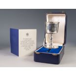 MODERN BOXED SILVER LIMITED EDITION ROYAL COMMEMORATIVE HRH PRINCE OF WALES INVESTITURE GOBLET,