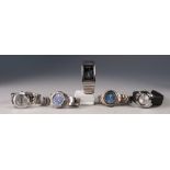 FIVE MODERN GENTS QUARTZ WRIST WATCHES, by Accurist, Oskar Emil, Transfer, Dragon and Marks and