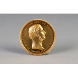 L.C. WYON GOLD PLATED PORTRAIT MEDALLION depicting Hugh Lupus Grosvenor - Duke of Westminister, K.G.