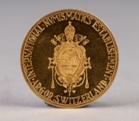 SWISS COMMEMORATIVE GOLD COIN 'JOHANNES XXIII PONTIFEX MAXIMUS', 25mm diameter, 7.1gms (