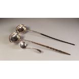 TWO 19th CENTURY PLATED ON COPPER PUNCH LADLES and a plated SIFTER SPOON (3)