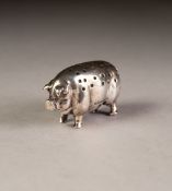 EARLY 1900s SILVER NOVELTY PIN CUSHION IN THE FORM OF A PIG, maker's mark L&S, Birmingham (date