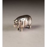 EARLY 1900s SILVER NOVELTY PIN CUSHION IN THE FORM OF A PIG, maker's mark L&S, Birmingham (date