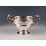 GEORGE VI SILVER TWO HANDLED PRESENTATION TROPHY CUP BY ADIE BROTHERS, of typical form with