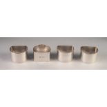 STYLISH SET OF FOUR PLAIN SILVER NAPKIN RINGS, London 1950, makers mark: E&E, 4.4oz,(4)