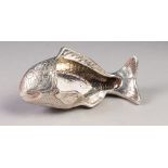 EDWARD VII SILVER FISH PATTERN SPOON WARMER BY BERNARD MULLER & Co, modelled lying on its side and