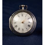 GEORGE III SILVER PAIR CASE POCKET WATCH, the movement by John Agar, York, No 347, with finely