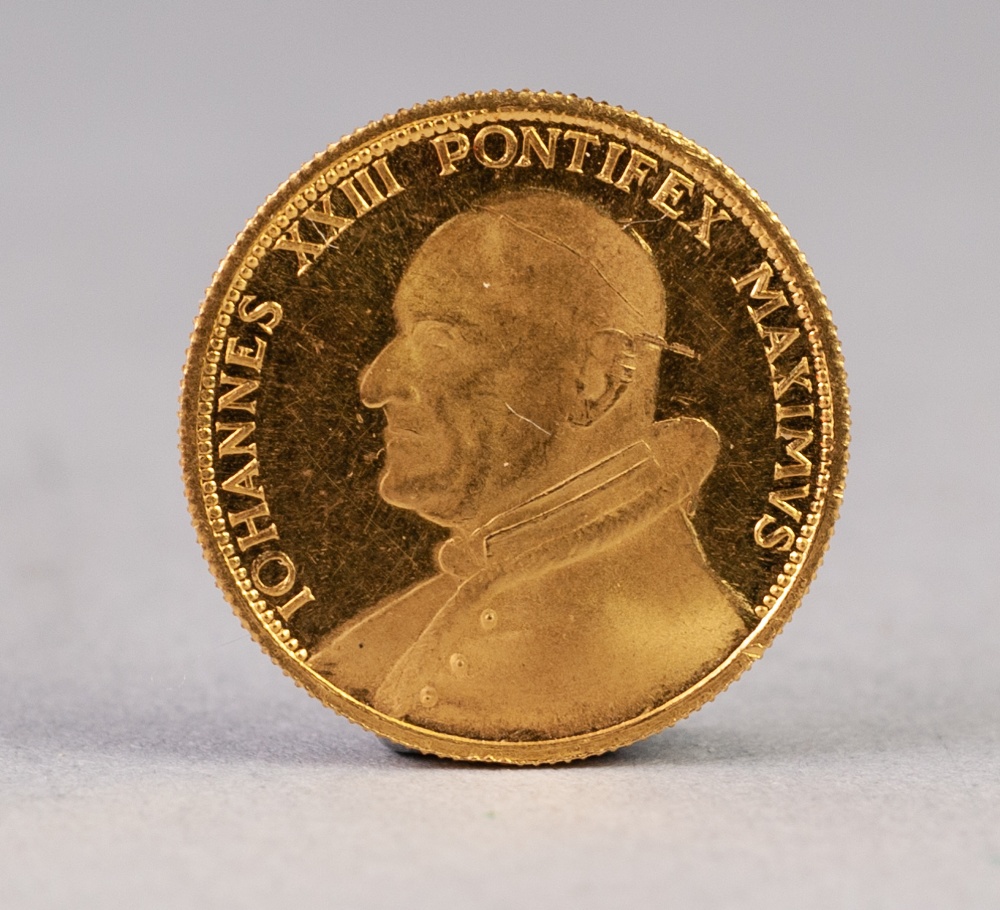SWISS COMMEMORATIVE GOLD COIN 'JOHANNES XXIII PONTIFEX MAXIMUS', 20mm, 3.5 gms, (uncirculated),