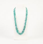 'BRANCH' TURQUOISE BEAD NECKLACE, the silver oval clasp, 23" long