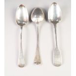 VICTORIAN PAIR OF EARLY ENGLISH PATTERN SILVER TABLE SPOONS BY REID & SONS, Newcastle 1846, together