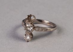 18ct GOLD AND DIAMOND RING, cross set with two diamonds and one vacant setting, the centre diamond