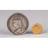 EDWARD VII GOLD HALF SOVEREIGN 1906, 4gms and a VICTORIAN SILVER CROWN COIN 1892 (2)