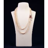 TWO STRAND NECKLACE OF GRADUATED CULTURED PEARLS, 77 & 81 pearls; 3.6mm pearls up to 9mm pearls;